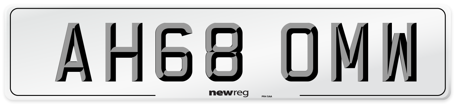 AH68 OMW Number Plate from New Reg